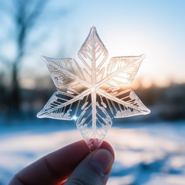 énorme flocon de neige sur la paume