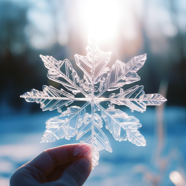 énorme flocon de neige sur la paume