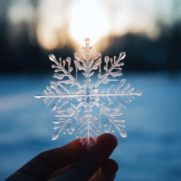 énorme flocon de neige sur la paume