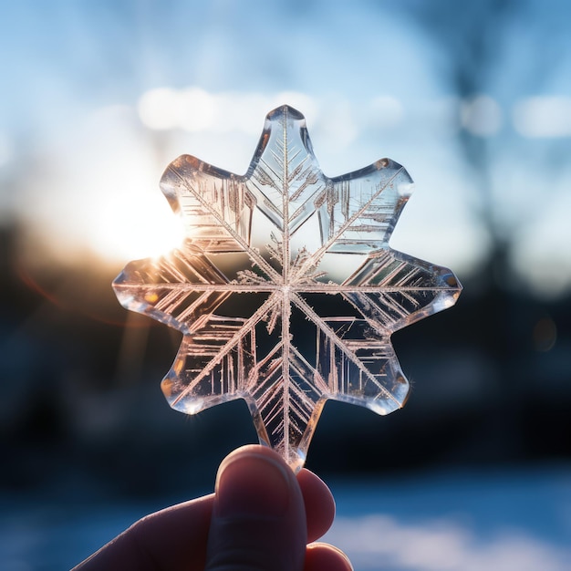 énorme flocon de neige sur la paume