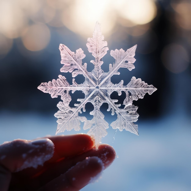 énorme flocon de neige sur la paume