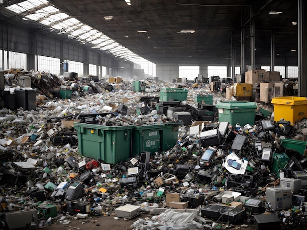 Photo un énorme gadget technologique le recyclage des déchets et des déchets électroniques devient un défi majeur