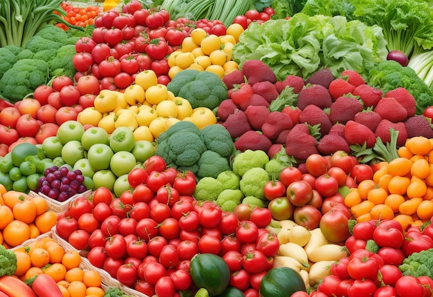 Un énorme groupe de fruits et légumes frais