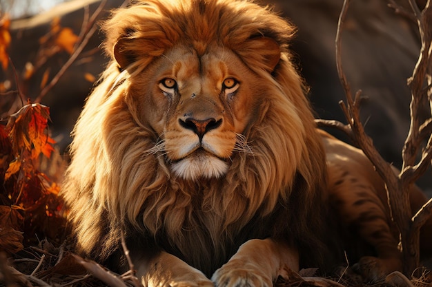 Photo un énorme lion à crinière noire kalahari marchant vers la caméra dans ce front sur le portrait pris à la réserve de jeu pumba big five eastern cape afrique du sud photo de haute qualité