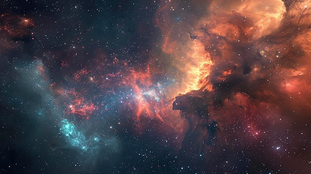 Photo une énorme nébuleuse lumineuse avec de jeunes étoiles arrière-plan spatial