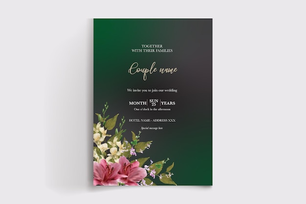 Photo enregistrer les modèles d'invitation florale de mariage de date