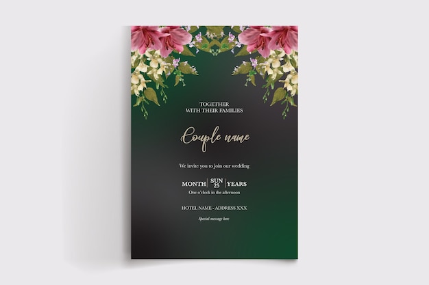 enregistrer les modèles d'invitation florale de mariage de date