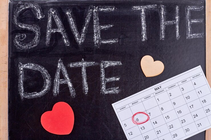 Photo enregistrez le concept de date avec le calendrier des coeurs en papier avec la date encerclée