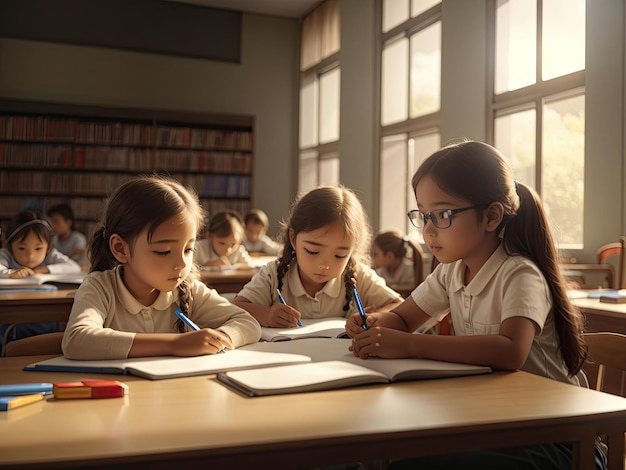 enseignant aidant les élèves en classe