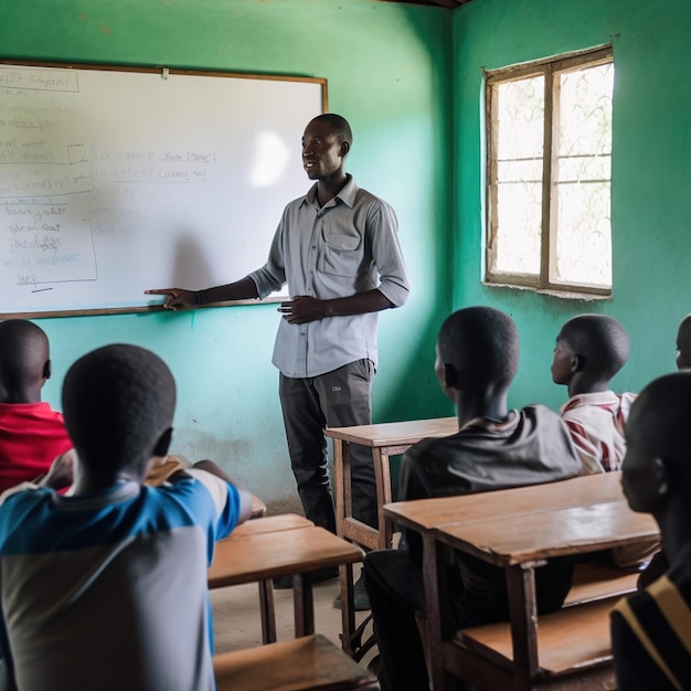 Enseignant et enfants en salle de classe