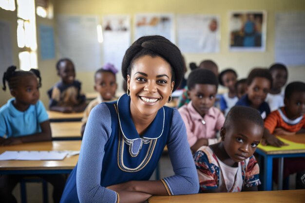 Les enseignants et les élèves africains dans la salle de classe