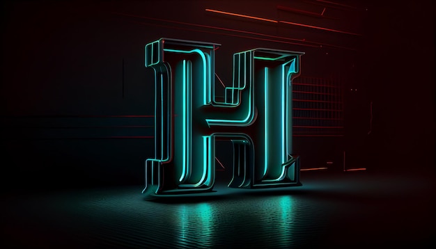 Une enseigne au néon 3d avec les lettres hh dessus