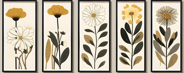 Ensemble d’affiches d’art mural minimaliste botanique à collage contemporain
