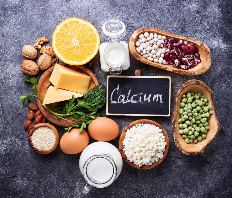 Photo ensemble d&#39;aliments riches en calcium.