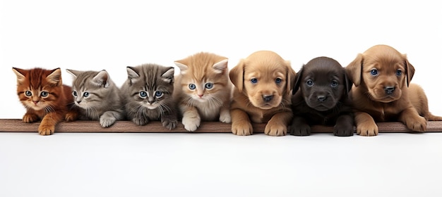 Ensemble d'animaux domestiques mignons isolés sur fond blanc avec un espace vide pour le placement du texte