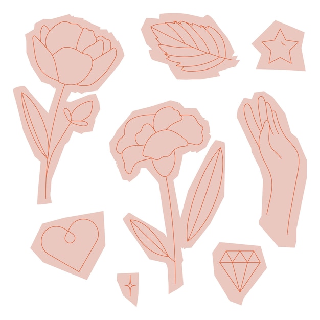 Ensemble d'art de ligne minimale transparent png