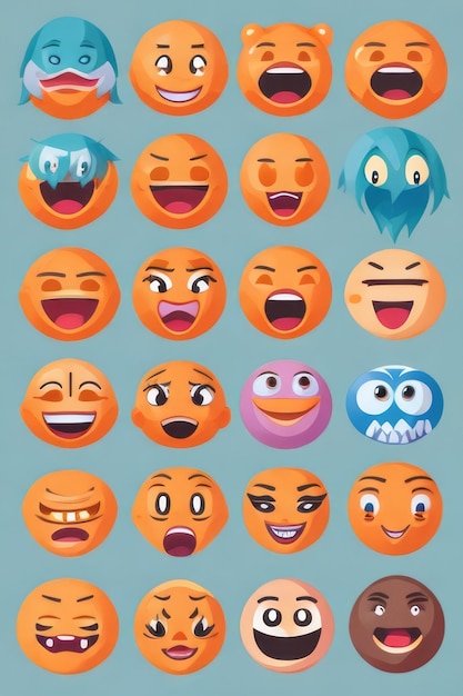 ensemble d'autocollants vectoriels 2d visage emoji