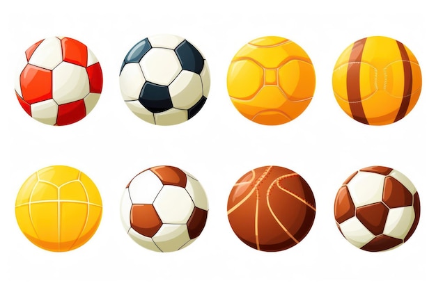 Photo ensemble de balles de football de basket-ball de volley-ball plat