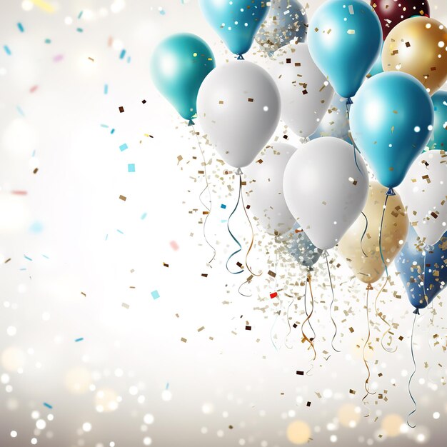 Photo ensemble de ballons pour anniversaires et bannières de fête générés par ai