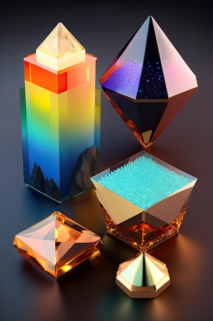 Ensemble de belles pierres de cristal générées