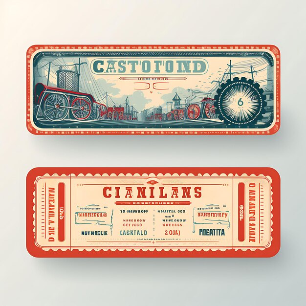 Photo un ensemble de billets conception 2d avec cadre de style vintage vecteur emballage d'étiquette de couleur plate créative