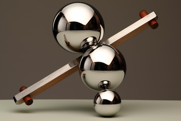 Un ensemble de boules de métal sur un fond gris