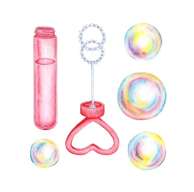 Ensemble de bulles de savon aquarelle