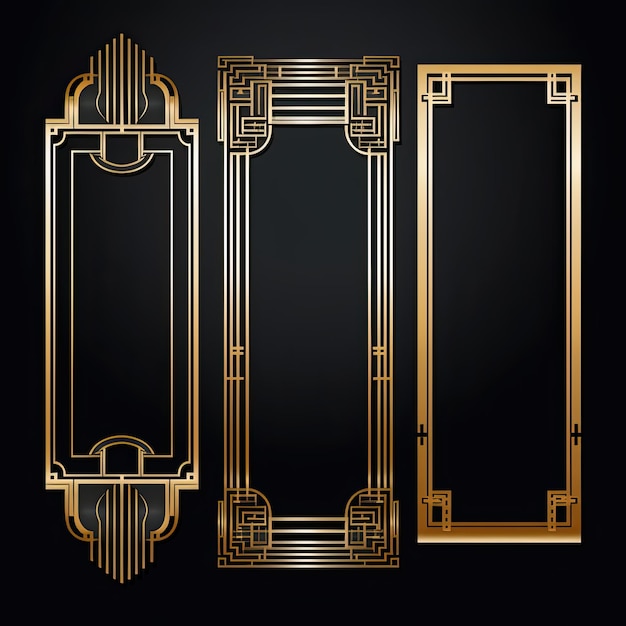 Photo ensemble de cadres dorés éléments décoratifs pour le design illustration vectorielle