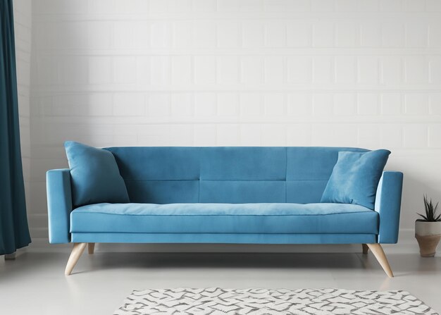 Ensemble de canapé bleu luxueux d'élégance contemporaine au milieu d'un design intérieur moderne, confort et style captivants