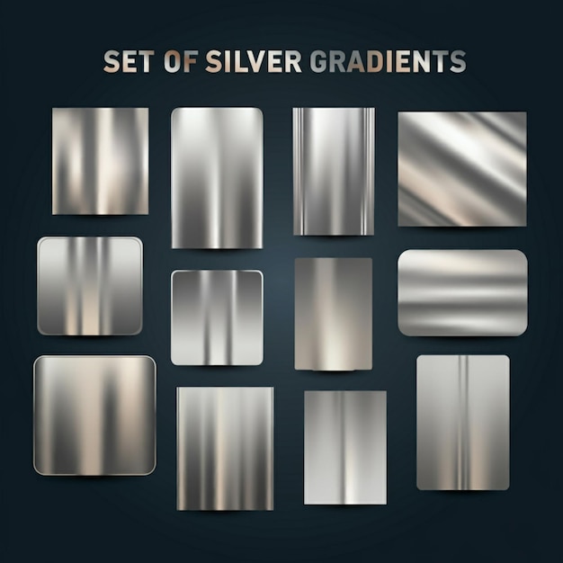 un ensemble de carrés d'argent avec les mots ensemble d'argent
