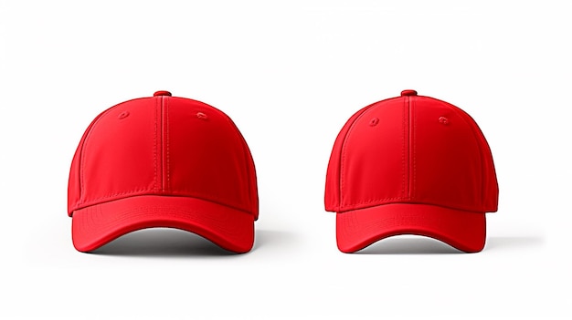 ensemble de casquettes rouges isolées sur blanc