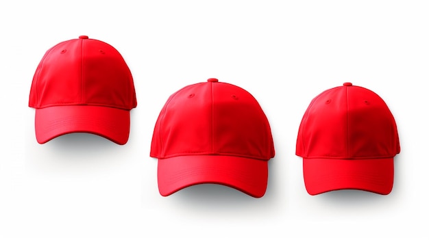 ensemble de casquettes rouges isolées sur blanc