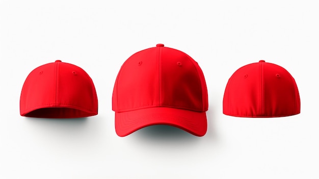 ensemble de casquettes rouges isolées sur blanc