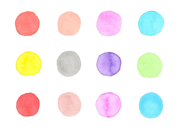 Ensemble de cercles aquarelles de différentes couleurs