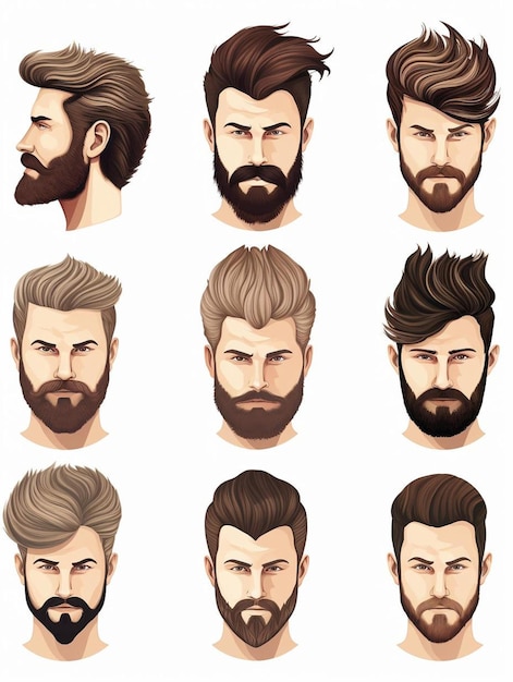 Photo un ensemble de cheveux et de barbes pour hommes