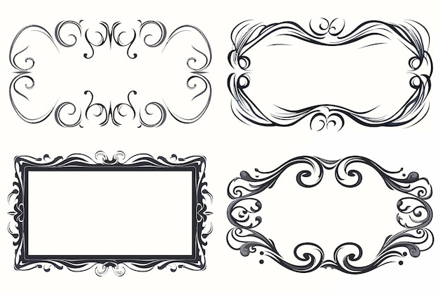 ensemble de collection de cadres vectoriels ornementaux gribouillis