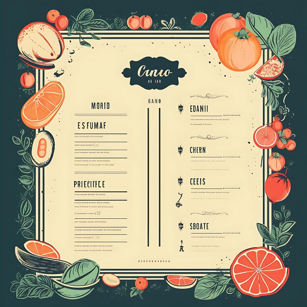 Photo un ensemble de conception 2d de disposition de menu avec un emballage d'étiquette de couleur plate créative de vecteur de cadre de style vintage