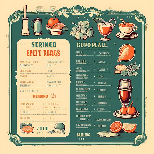 Photo un ensemble de conception 2d de disposition de menu avec un emballage d'étiquette de couleur plate créative de vecteur de cadre de style vintage