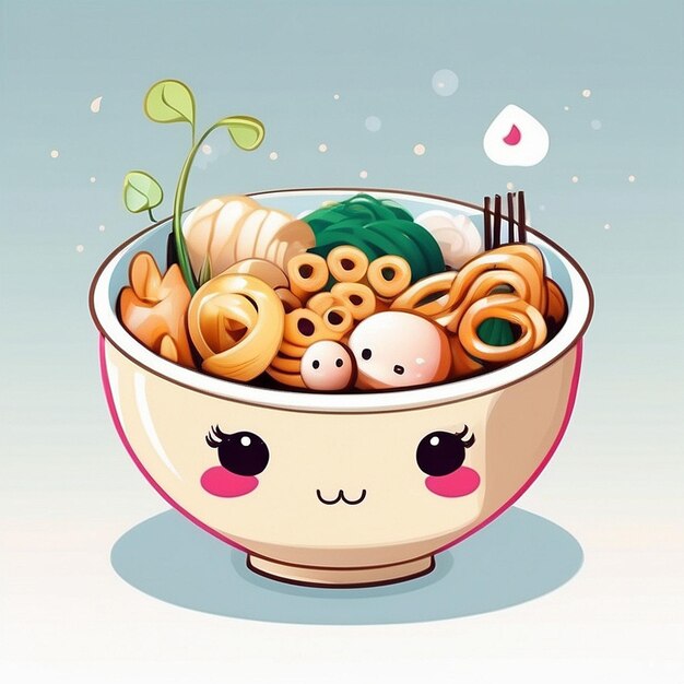 un ensemble de conceptions de kawaii Udon générées par l'IA