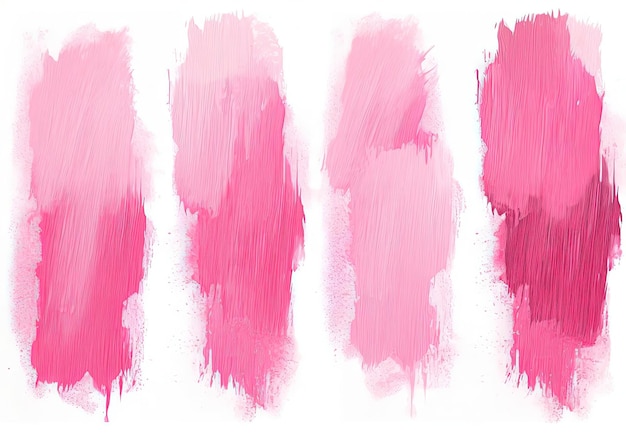 un ensemble de coups de pinceau de peinture rose sur fond blanc dans le style de la peinture numérique améliorée