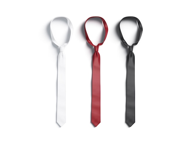Ensemble de cravates vierges noires, blanches et rouges Accessoires de collier pour modèle de robe officielle