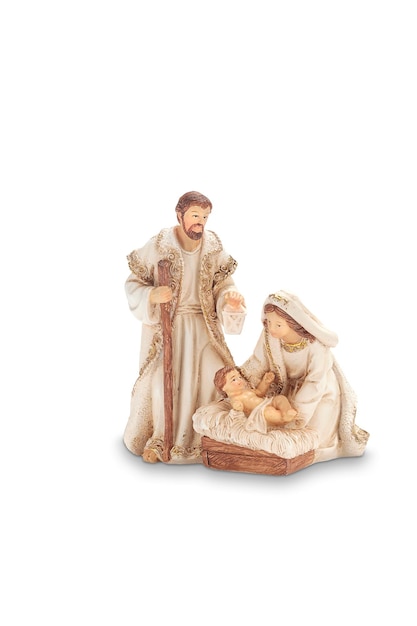 Ensemble de crèches de Noël et de figurines d'anges isolées sur fond blanc