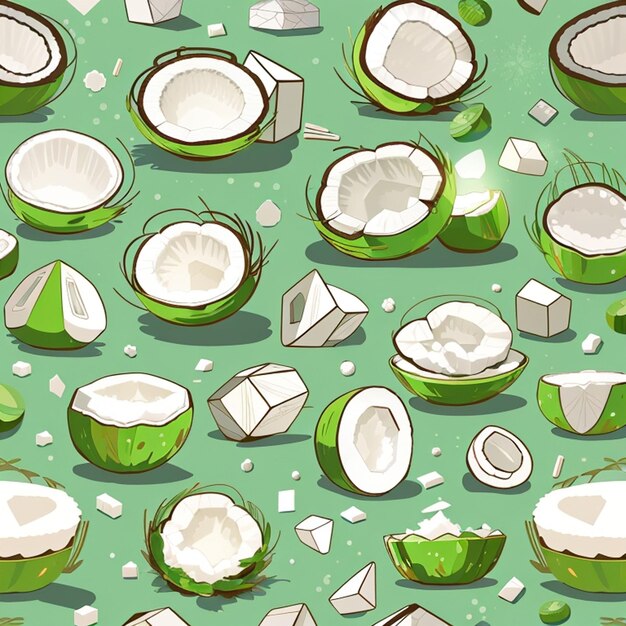 un ensemble de dessins de glace de noix de coco verte générés par l'IA