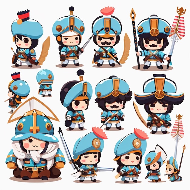 un ensemble de dessins de Hussars Kawaii générés par l'IA