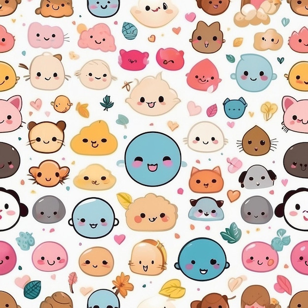 un ensemble de dessins de visages kawaii générés par l'IA