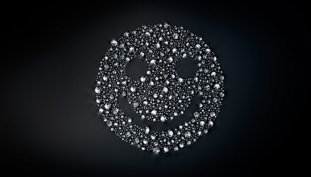 Ensemble de diamants se présentant sous la forme d'un visage souriant à la surface. Illustration 3d