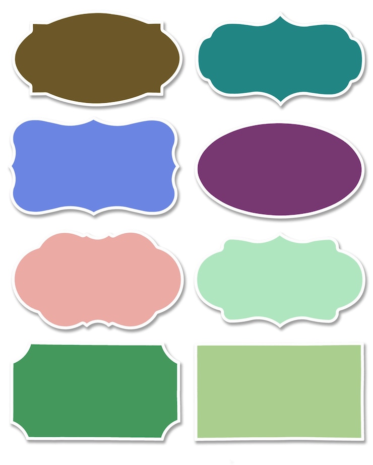Photo ensemble de différentes couleurs d'étiquette et de bulle de dialogue avec une forme différente avec une bordure blanche isolée sur fond blanc. collection d'étiquettes multicolores avec espace de copie.