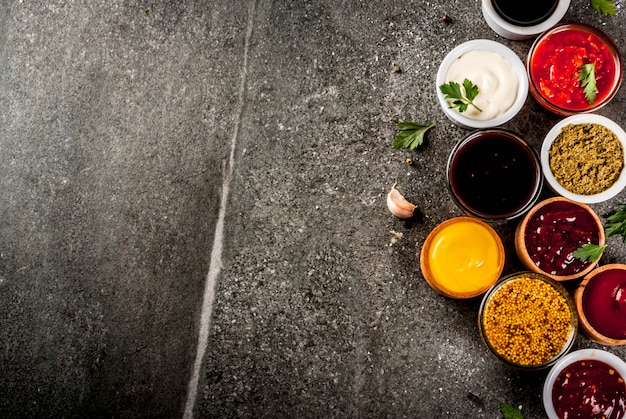 Ensemble de différentes sauces