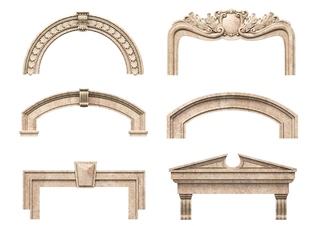 Photo ensemble de différents cadres en marbre arqués classiques
