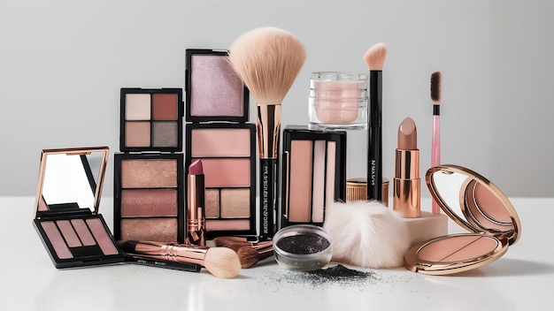 Photo ensemble de différents objets de maquillage